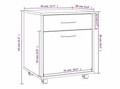 vidaxl Cajonera De Escritorio * Armario ruedas madera contrachapada roble ahumado 45x38x54 cm Color natural claro