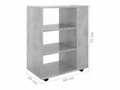 vidaxl Cajonera De Escritorio * Armario ruedas madera contrachapada hormigón 60x35x75 cm Gris