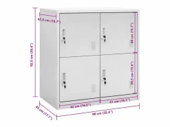 vidaxl Cajonera De Escritorio * Armario taquilla de acero claro 90x45x92,5 cm Gris