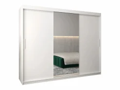 Abiks Möbel Armario * Armario TOKYO 1 de puertas correderas 200/250/62 3 puertas (blanco/blanco) Blanco / Plateado