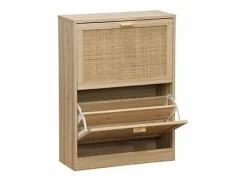 Armario Zapatero 2 Puertas abatibles Decor acabado pino/rattan, 60cm(ancho) 82cm(altura) 2 < Outlet
