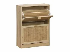 Armario Zapatero 2 Puertas abatibles Decor acabado pino/rattan, 60cm(ancho) 82cm(altura) 2 < Outlet