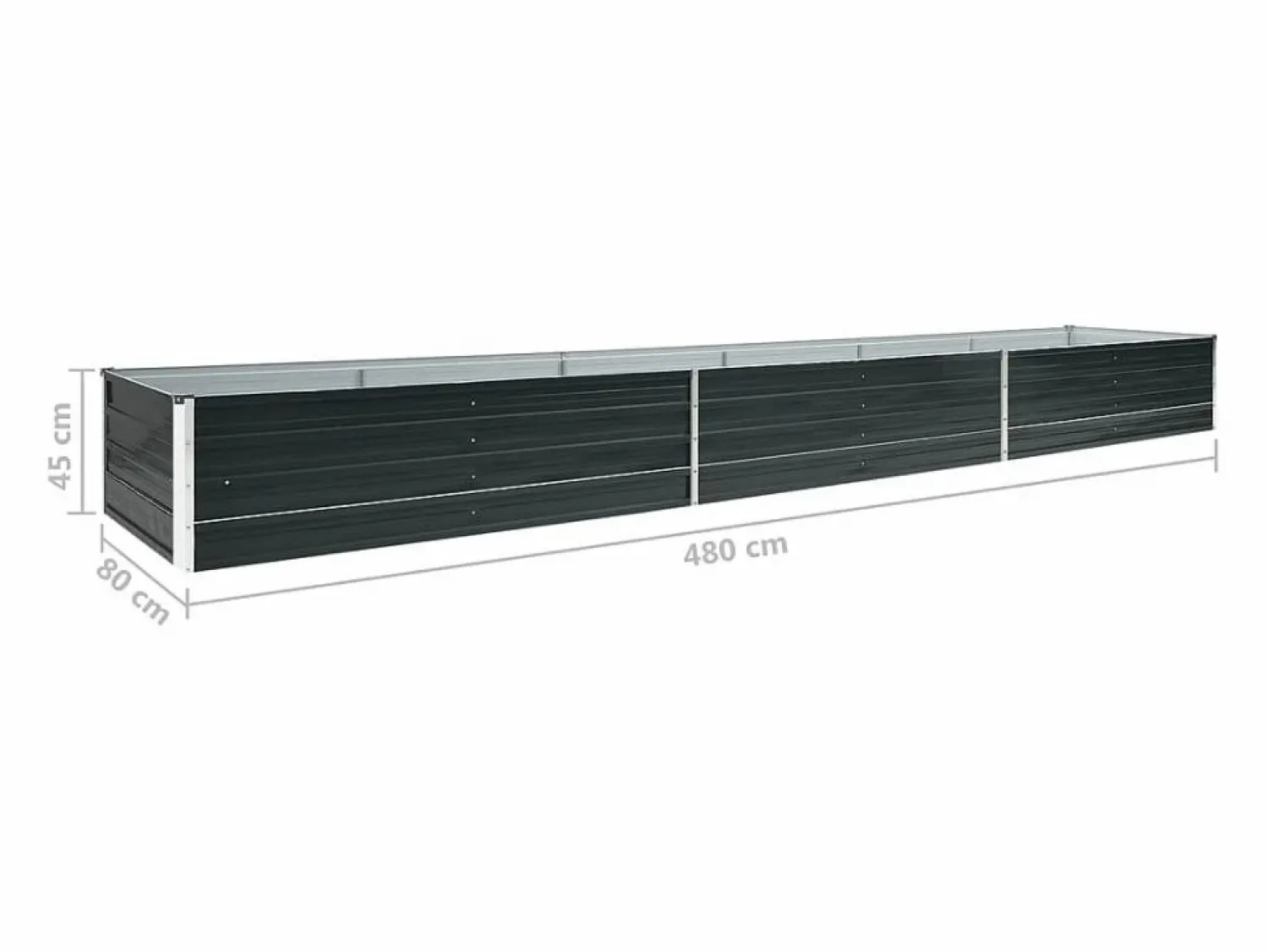 Arriate de jardín de acero galvanizado antracita 480x80x45 cm < Clicnbuy Online