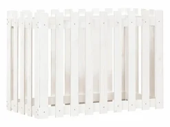 Clicnbuy Jardinera * Arriate elevado jardín con valla madera pino 100x50x70cm Blanco