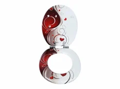 Asiento de inodoro con bisagras de madera resistente y cierre lento para baño y rojo 19_0000726 < Helloshop26 Outlet