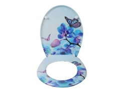 Helloshop26 Tapa De Inodoro | Asiento de inodoro con descenso automático en duroplástico con estampado de mariposas - morado 19_0000694