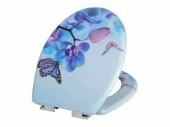 Helloshop26 Tapa De Inodoro | Asiento de inodoro con descenso automático en duroplástico con estampado de mariposas - morado 19_0000694
