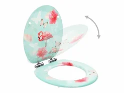 Asiento de inodoro con tapa de cierre suave MDF diseño Flamingo 02_0002933 < Helloshop26 Online