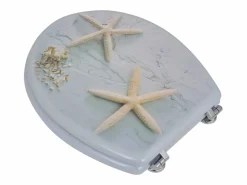 Asiento de inodoro con tapa diseño de estrella de mar en MDF 02_0002882 < Helloshop26 New