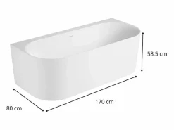 Bañera Semi Exenta * Bañera acrílica blanca de pared FORMA de 170 cm Blanco