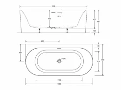 Bañera Semi Exenta * Bañera acrílica blanca de pared FORMA de 170 cm Blanco