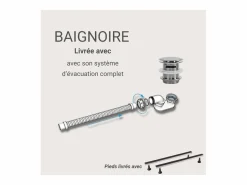 Bañera Semi Exenta * Bañera acrílica blanca de pared FORMA de 170 cm Blanco