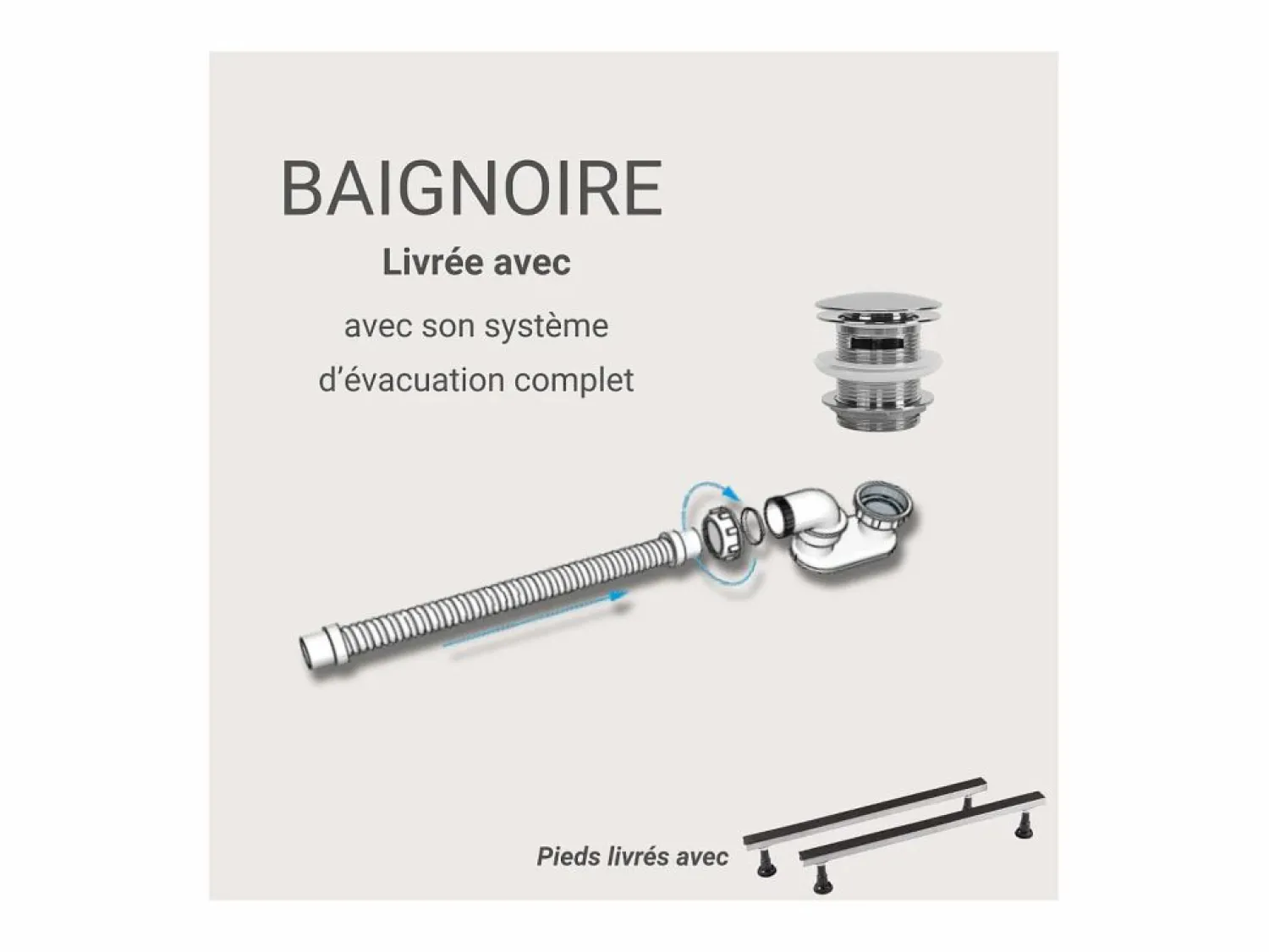 Bañera Semi Exenta * Bañera acrílica blanca de pared FORMA de 170 cm Blanco