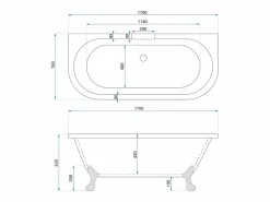 Bañera Acrílica De Pared Korfu 170Cm White + Tapón De Bañera < Rea Hot