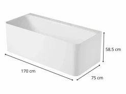 Bañera Semi Exenta * Bañera acrílica de pared URBAN blanca de 170 cm Blanco
