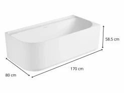 Bañera Rinconera|Bañera Semi Exenta * Bañera acrílica semi-exenta blanca de 170 cm - Ángulo recto EQUINOXE Blanco