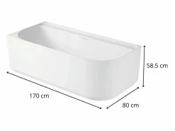 Bañera Rinconera|Bañera Semi Exenta * Bañera acrílica semi-exenta blanca de 170 cm - Esquina izquierda EQUINOXE Blanco