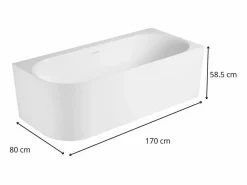 Bañera Rinconera|Bañera Semi Exenta | Bañera acrílica semi-exenta blanca 170cm - Ángulo recto FORMA