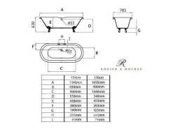 Bañera con patas CHELSEA 170 cm patas ÁGUILA BRONCE ENVEJECIDO < ROGIER & MOTHES Hot