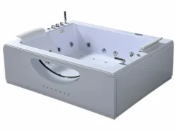 ELITESHOPPING Bañera De Hidromasaje|Bañera Rinconera | Bañera de hidromasaje blanca doble bomba 178 X 147 cm 33 jets - Petal