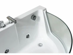 ELITESHOPPING Bañera De Hidromasaje|Bañera Rinconera | Bañera de hidromasaje con cristal panorámico 170 X 80 cm 6 jets - Lotus