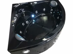 ELITESHOPPING Bañera De Hidromasaje|Bañera Rinconera * Bañera de hidromasaje negra 150 X 150 cm Cromoterapia 14 jets - Verbena Negro