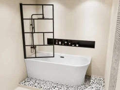Shower & Design Bañera Rinconera|Bañera Ducha * Bañera ducha con mampara giratoria - 201 L - Ángulo izquierdo - PONTICOLA Blanco