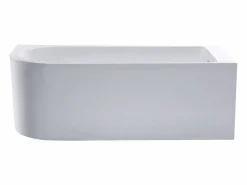 Shower & Design Bañera Rinconera | Bañera esquinera ovalado blanca en acrílico, 201L, 150 x 75 x 58 cm, ángulo derecho, ANIKA