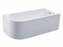 Shower & Design Bañera Rinconera | Bañera esquinera ovalado blanca en acrílico, 201L, 150 x 75 x 58 cm, ángulo derecho, ANIKA