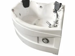 ELITESHOPPING Bañera De Hidromasaje|Bañera Rinconera | Bañera hidromasaje blanca 150 X 150 cm Cromoterapia 9 jets - Alyssa