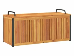 Baúl de cojines de jardín acacia maciza y acero 110x45x42/53 cm < vidaxl Discount