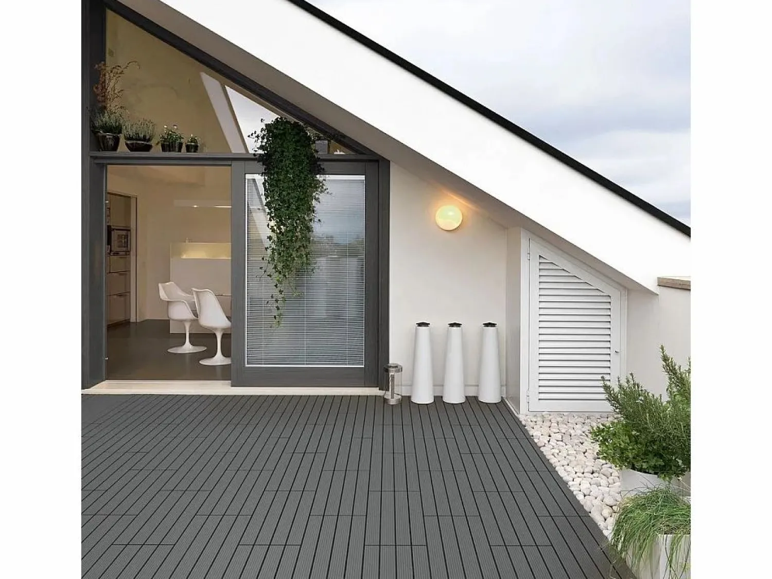 Baldosas de exterior – madera composite WPC, antideslizantes, set de 6 (1.08 m²) – Yoevu < New