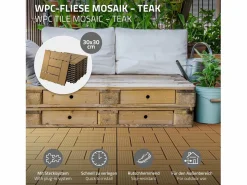 Baldosas de WPC 30x30cm 1m² para jardín piscina patio < ECD Germany Outlet
