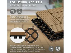 Baldosas de WPC 30x30cm 1m² para jardín piscina patio < ECD Germany Outlet