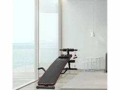 Aparato De Musculación * Banco de abdominales ajustable con bandas de resistencia, acero, (137,5 x 55,5 x 50-68 cm) Negro