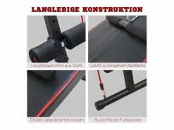 Aparato De Musculación * Banco de abdominales ajustable con bandas de resistencia, acero, (137,5 x 55,5 x 50-68 cm) Negro