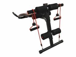 Aparato De Musculación * Banco de abdominales ajustable con bandas de resistencia, acero, (137,5 x 55,5 x 50-68 cm) Negro