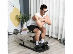 Aparato De Musculación * Banco de entrenamiento 3 en 1 ajustable de acero para sentadillas, abdominales y flexiones (50 x 97 x 56,5-98 cm) Negro