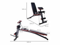 Aparato De Musculación * Banco de pesas multifuncional con refuerzo de resorte, ABS, (54x160x106 cm) Negro