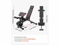 Aparato De Musculación * Banco de Pesas, SucceBuy Banco de Abdominales Ajustable para el Hogar Negro