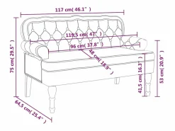 Banco con respaldo Terciopelo 119,5x64,5x75 cm < vidaxl Discount