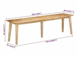 vidaxl Banco Y Pie De Cama|Banco Y Pie De Cama | Banco de madera maciza de mango 160x40x45 cm