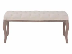 vidaxl Banco Y Pie De Cama|Banco Y Pie De Cama | Banco de madera maciza y lino crema 110x38x48 cm
