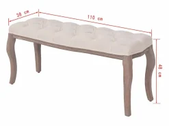 vidaxl Banco Y Pie De Cama|Banco Y Pie De Cama | Banco de madera maciza y lino crema 110x38x48 cm