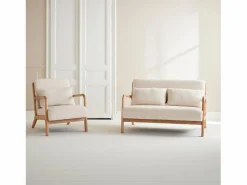 Banco de 2 plazas + sillón de madera con borreguito < Sweeek Discount