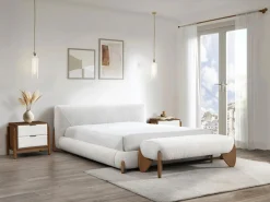 Banco de tela de rizo color blanco y natural - GAMURA < Vente-unique