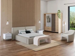 Banco de terciopelo de canalé con un color - CALVELO < Vente-unique Sale