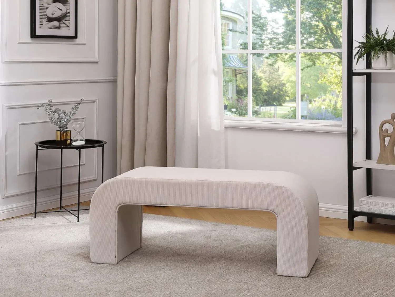 Banco de terciopelo de canalé con un color - CALVELO < Vente-unique Sale
