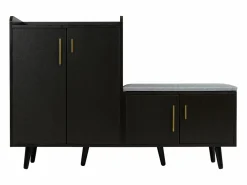 Banco zapatero moderno con 4 puertas y cojín - patas y tiradores de metal - color - 120 x 34 x 82 cm < Merax Discount