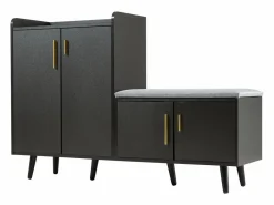 Banco zapatero moderno con 4 puertas y cojín - patas y tiradores de metal - color - 120 x 34 x 82 cm < Merax Discount